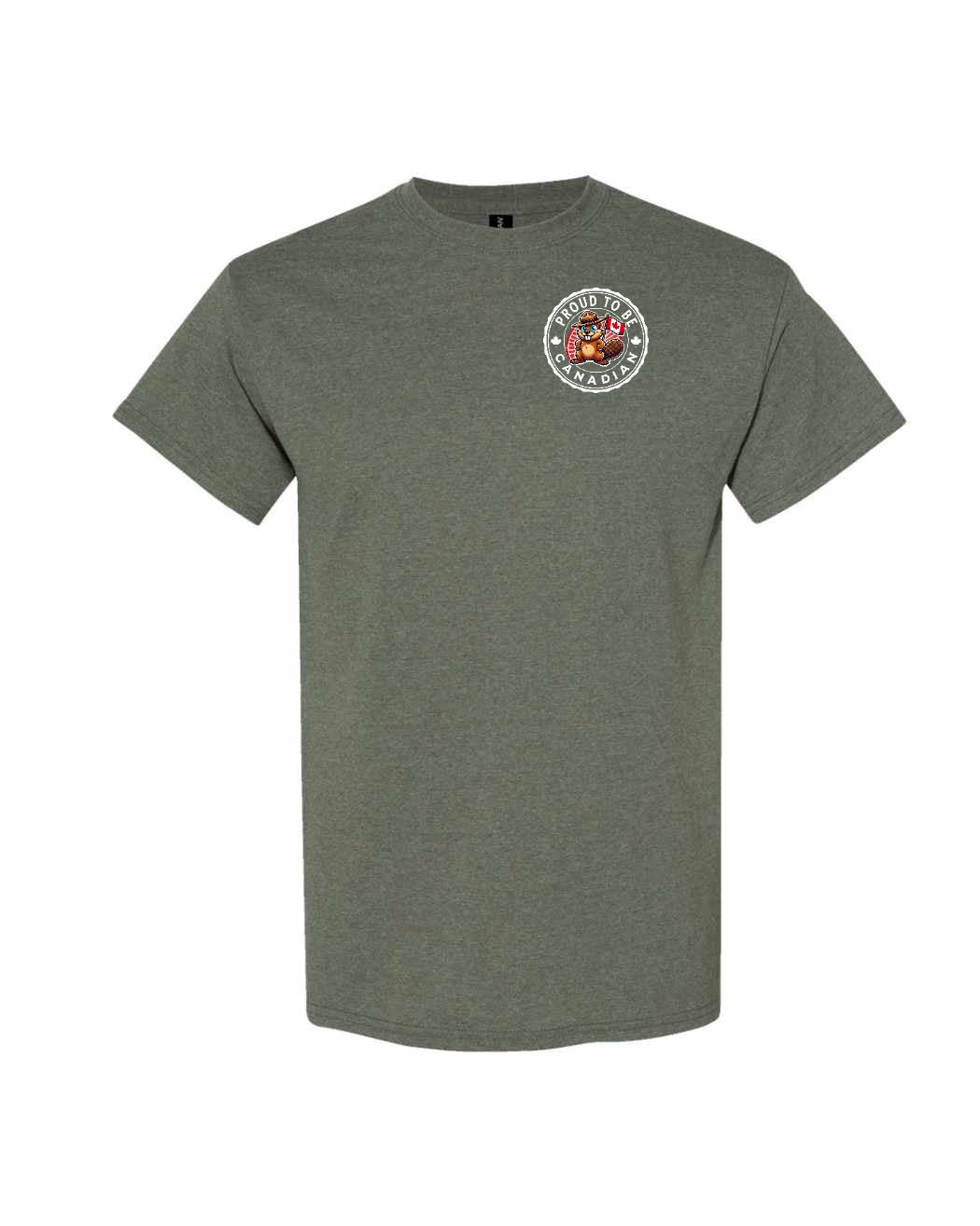 Proud to Be Canadian Beaver Left Chest & Back Men's Tee - Gildan Canada (sewn Internationally)