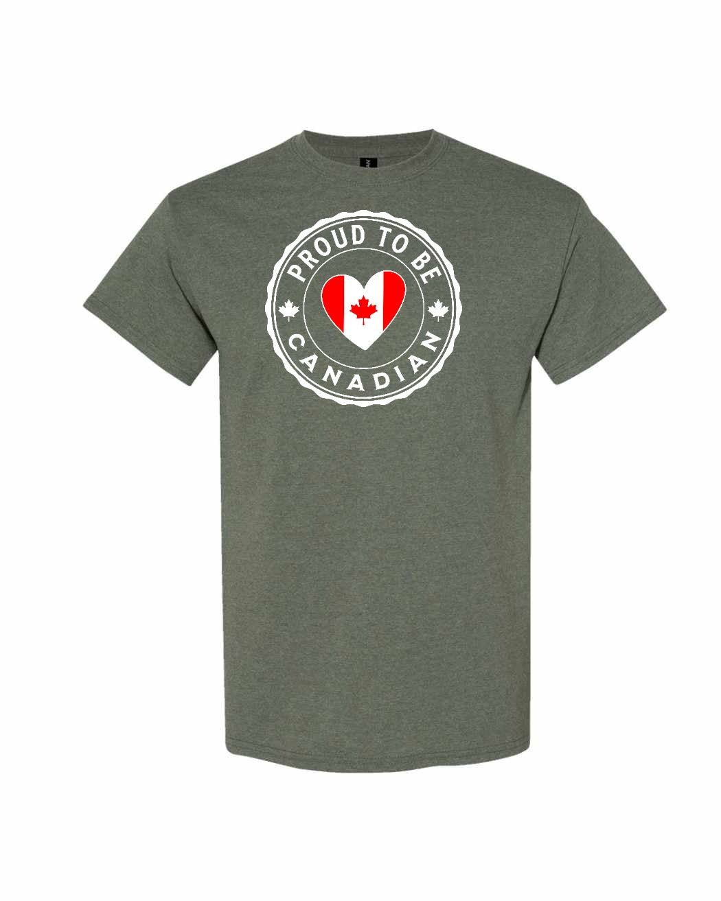 Proud to be Canadian heart flag Tee - Gildan Canada (sewn Internationally)