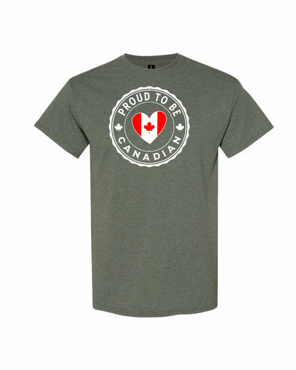 Proud to be Canadian heart flag Tee - Gildan Canada (sewn Internationally)
