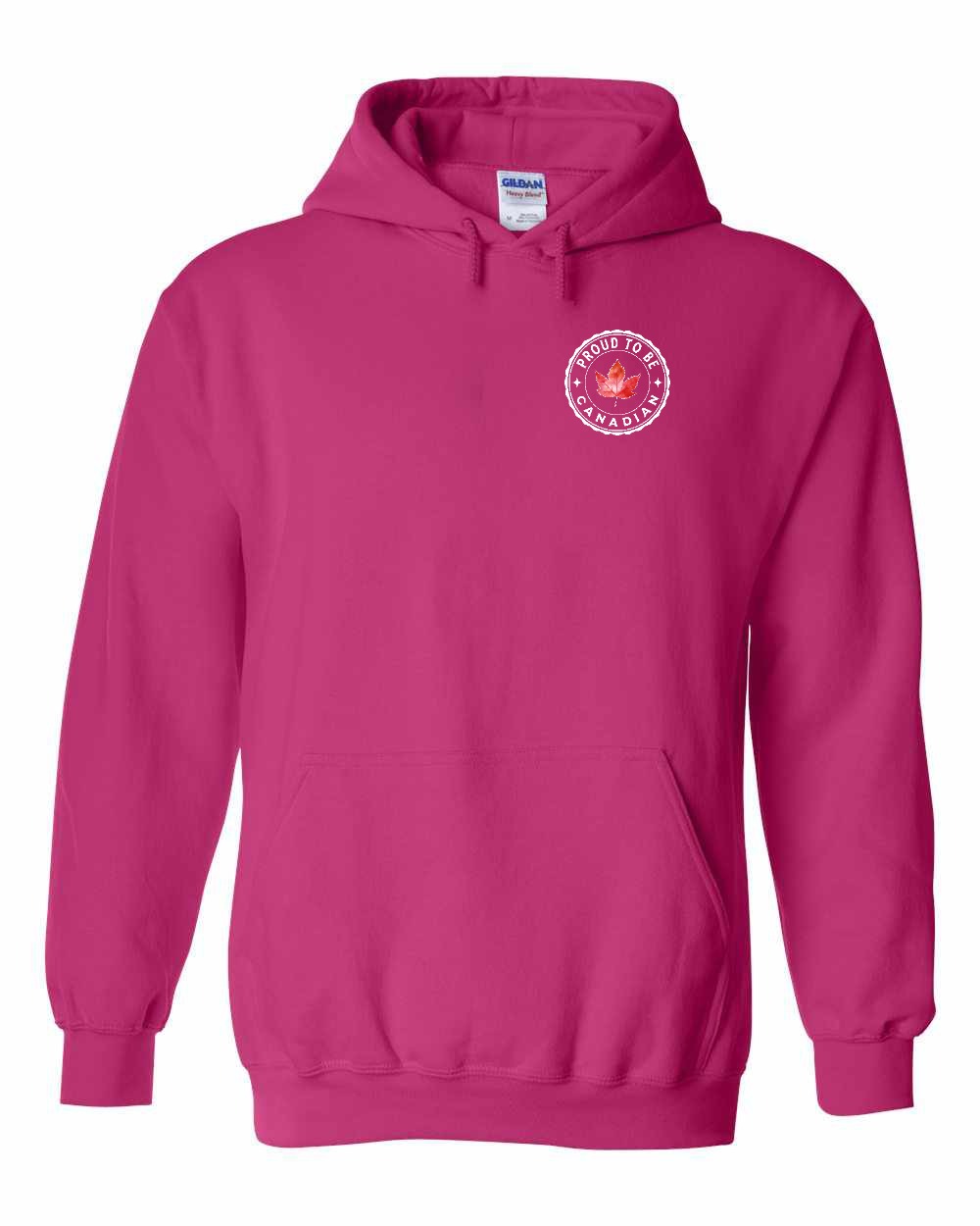 Proud to be Canadian leaf Left Chest and Back Pullover Hoodie