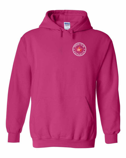 Proud to be Canadian leaf Left Chest and Back Pullover Hoodie
