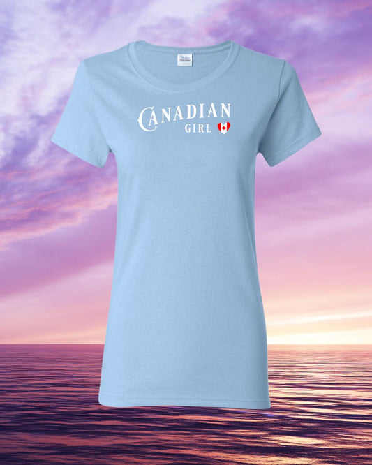 Canadian Girl heart flag  Tee - Gildan Canada (sewn Internationally)
