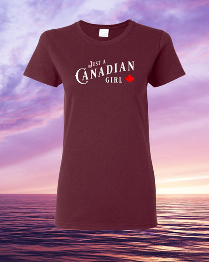 Just a Canadian Girl Maple Leaf Tee - Gildan Canada (sewn Internationally)