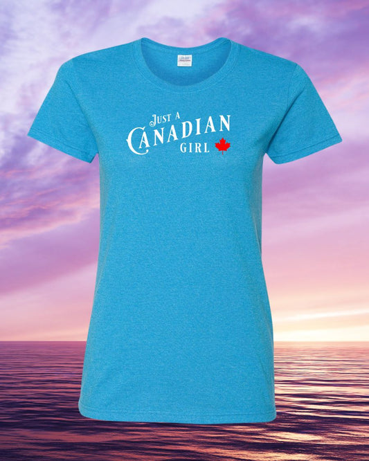 Just a Canadian Girl Maple Leaf Tee - Gildan Canada (sewn Internationally)