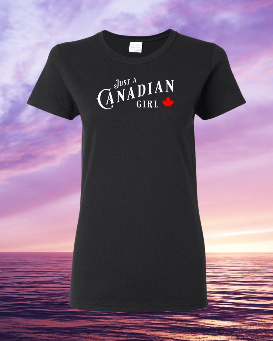 Just a Canadian Girl Maple Leaf Tee - Gildan Canada (sewn Internationally)