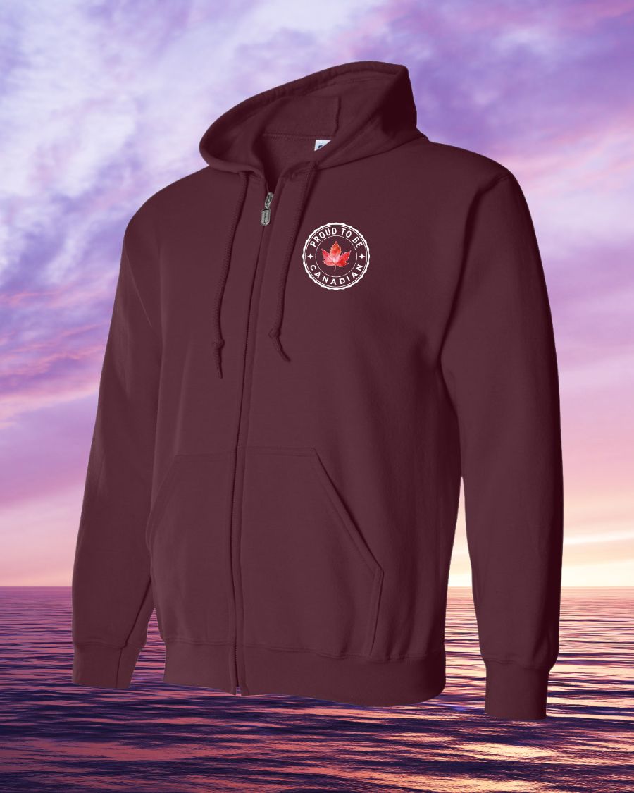 Proud to be Canadian leaf left chest Zip hoodie - Unisex