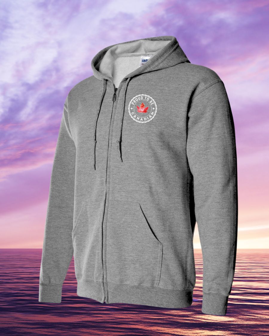 Proud to be Canadian leaf left chest Zip hoodie - Unisex