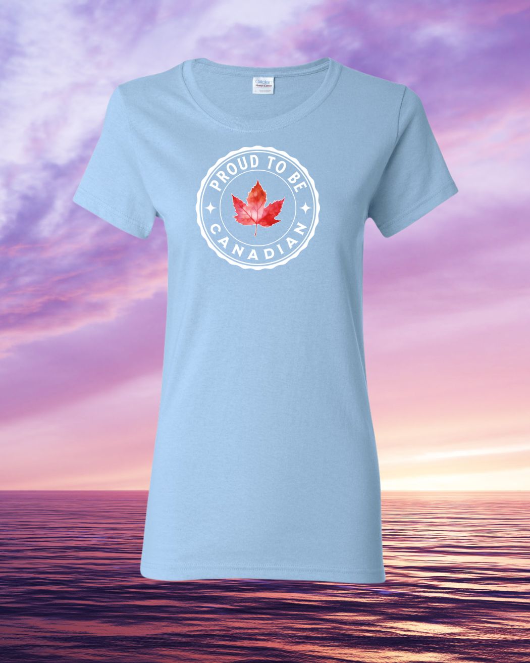 Proud to be Canadian Leaf Full Front Women's Tee - Gildan Canada (sewn Internationally)