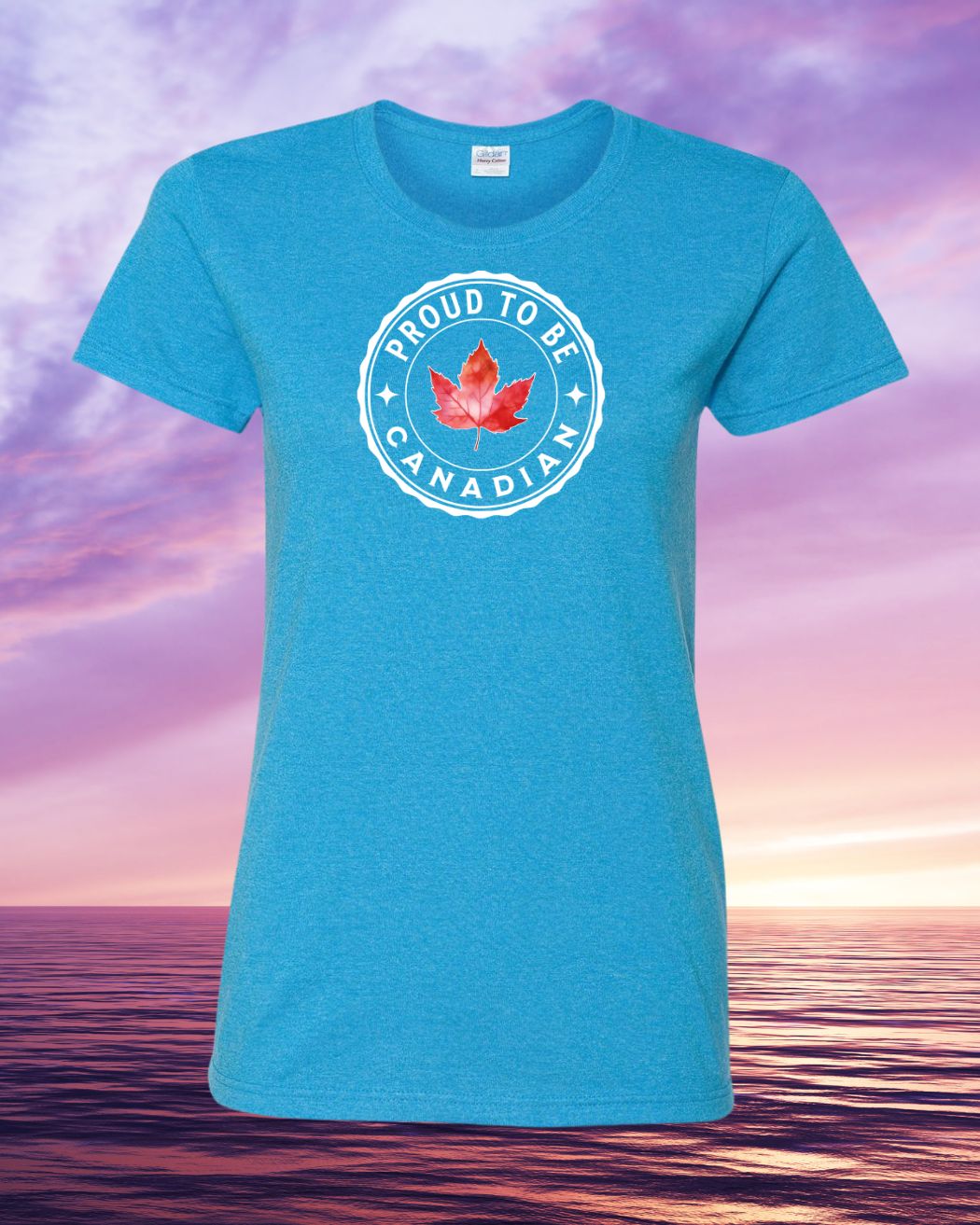 Proud to be Canadian Leaf Full Front Women's Tee - Gildan Canada (sewn Internationally)