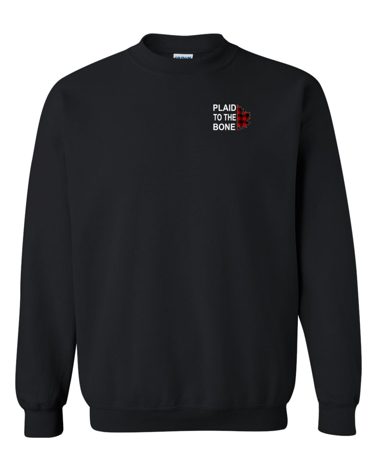 Plaid to the Bone Stacked Leaf Left Chest Crewneck - Unisex