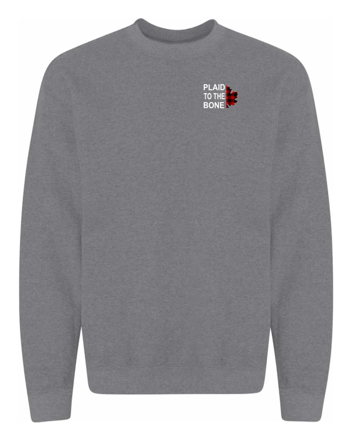 Plaid to the Bone Stacked Leaf Left Chest Crewneck - Unisex