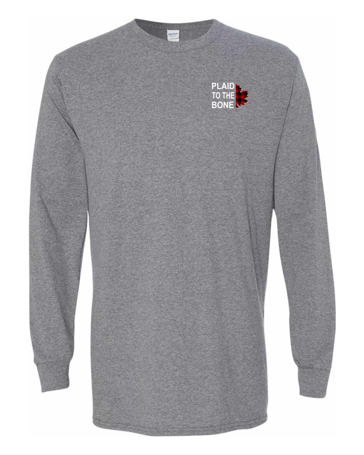 Plaid to the Bone Stacked Leaf Left Chest and Back Long Sleeve - Unisex