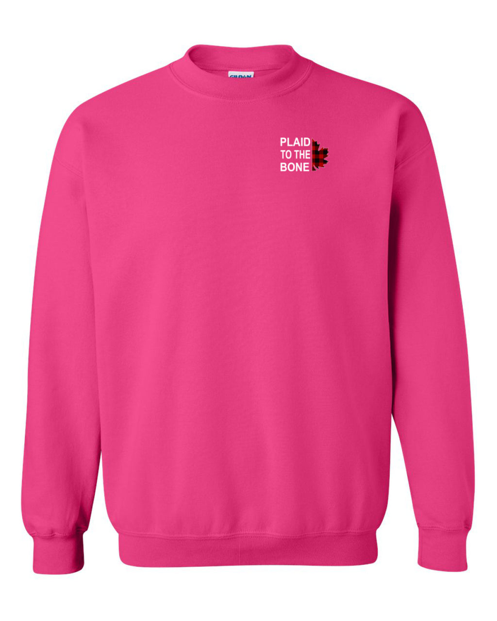Plaid to the Bone Stacked Leaf Left Chest Crewneck - Unisex