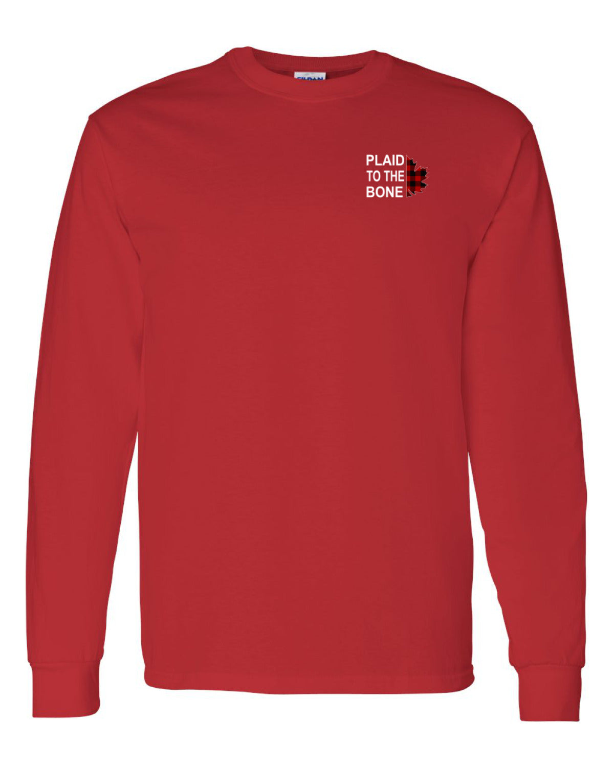 Plaid to the Bone Stacked Leaf Left Chest Long Sleeve - Unisex