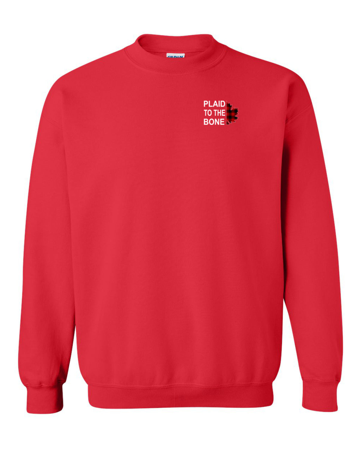 Plaid to the Bone Stacked Leaf Left Chest Crewneck - Unisex