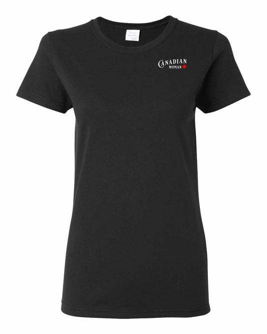 Canadian Women Leaf Left Chest and Back Women's Tee - Gildan Canada (sewn Internationally)
