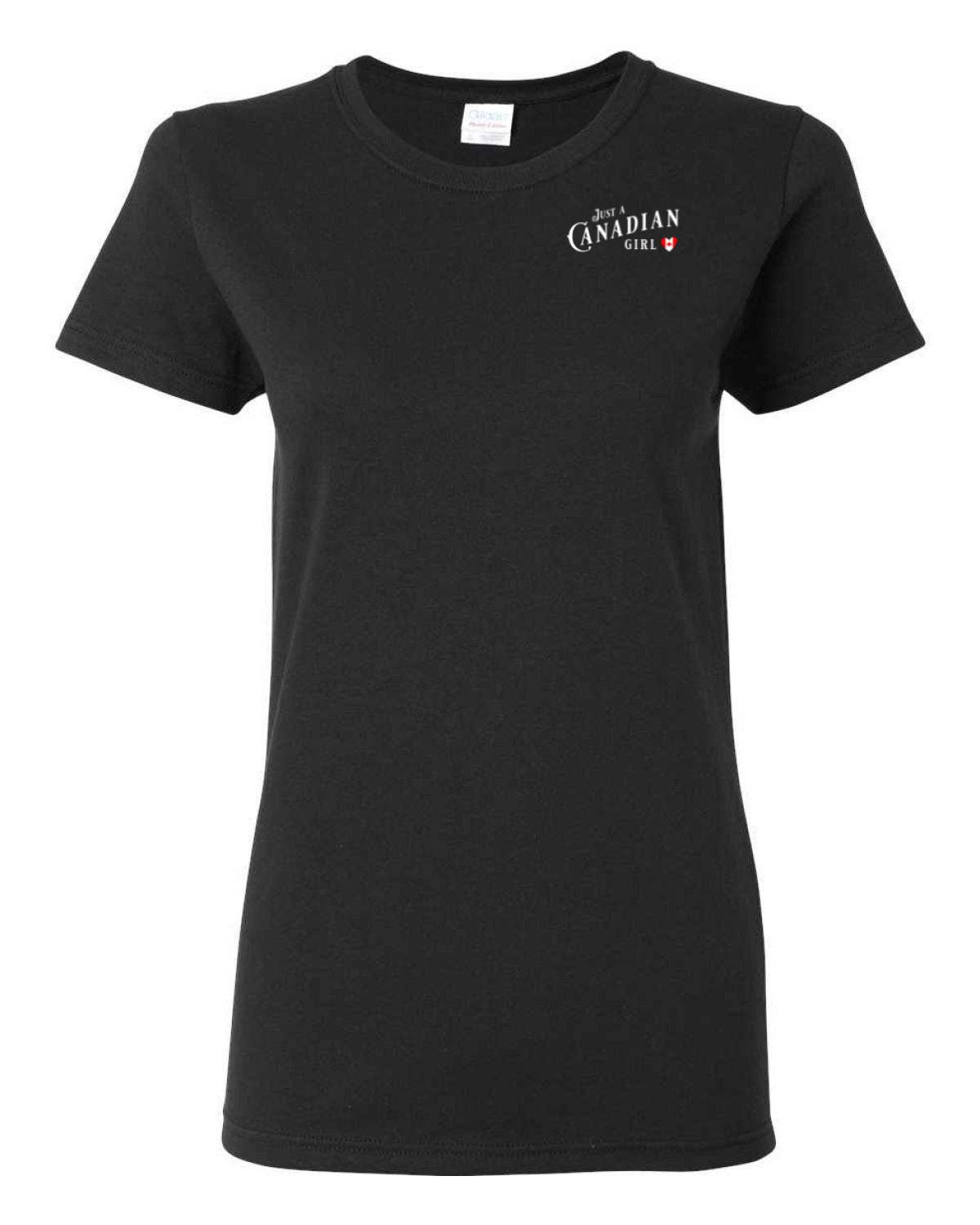 Just a Canadian Girl Heart Flag Left Chest and Back Women's Tee
