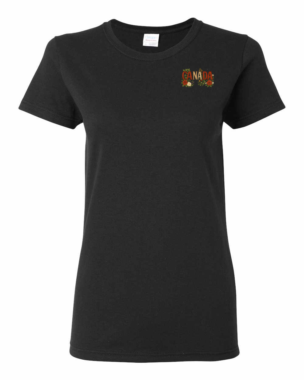 Canada Rose Design Tee Left Chest Women's Tee