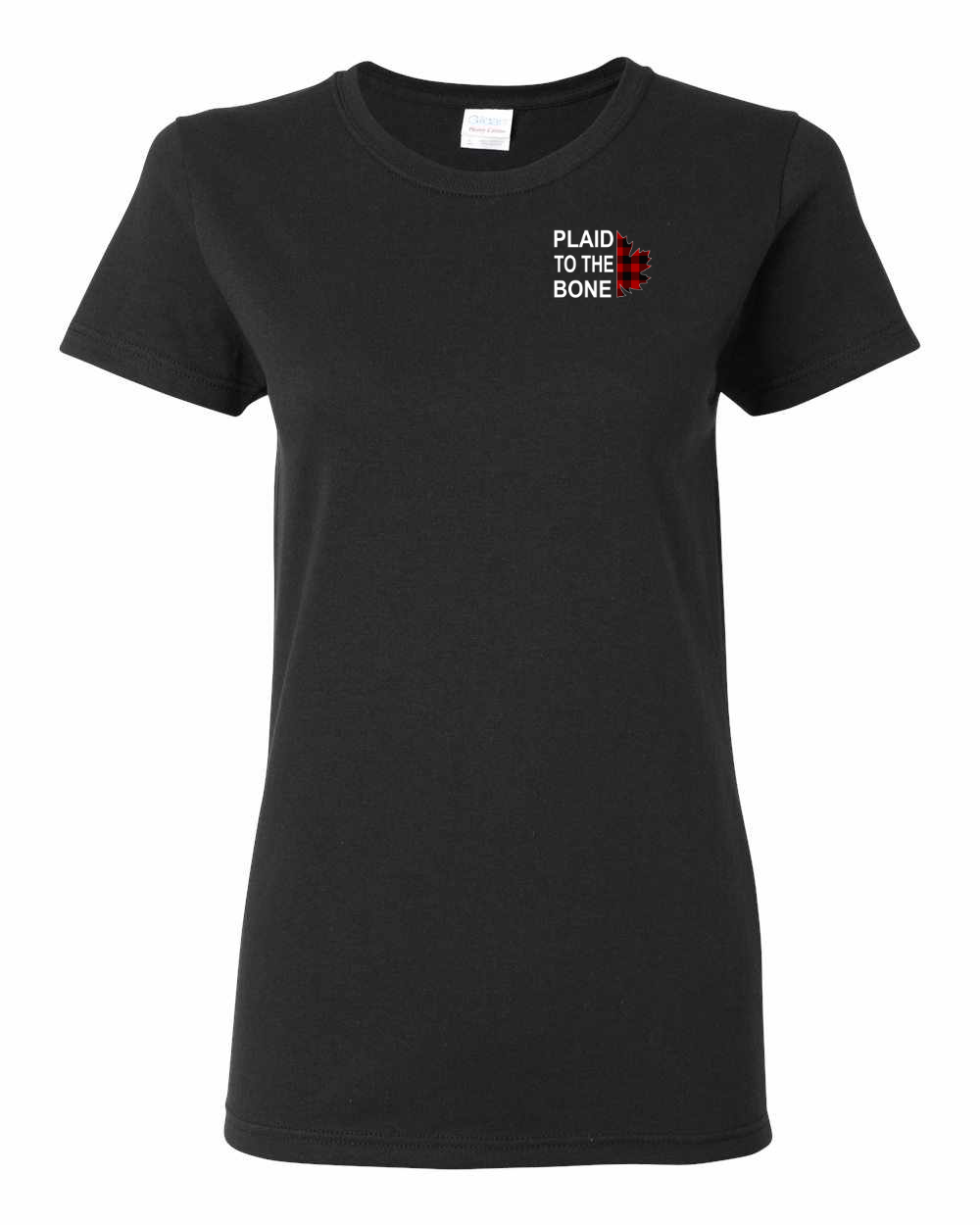 Plaid to the Bone Stacked White Left Chest  Women's Tee