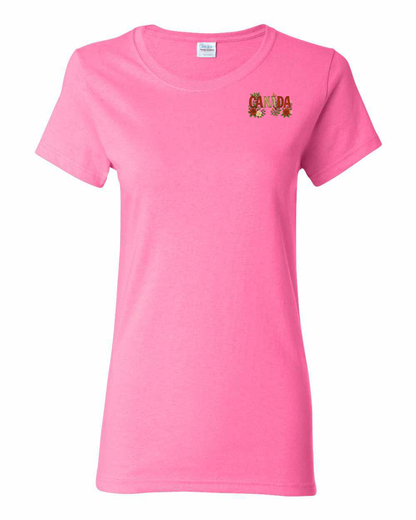 Canada Rose Design Tee Left Chest and Back Women's Tee - Gildan Canada (sewn Internationally)