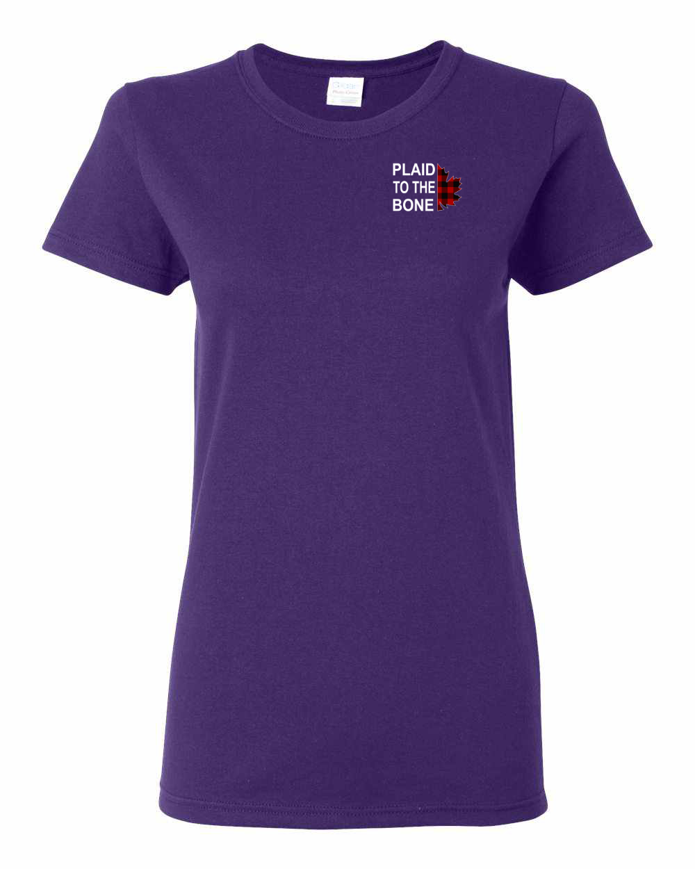 Plaid to the Bone Stacked White Left Chest  Women's Tee