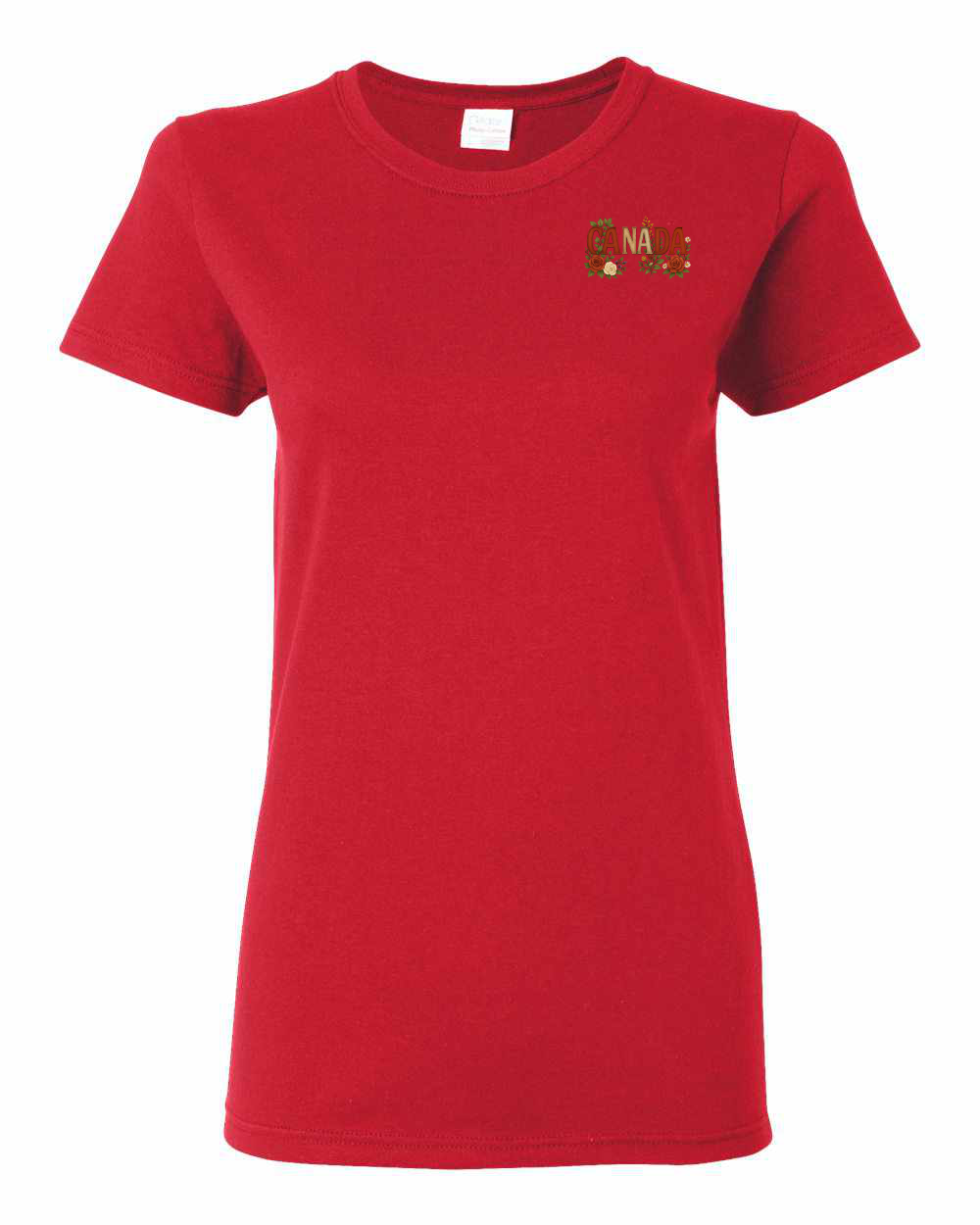 Canada Rose Design Tee Left Chest and Back Women's Tee - Gildan Canada (sewn Internationally)