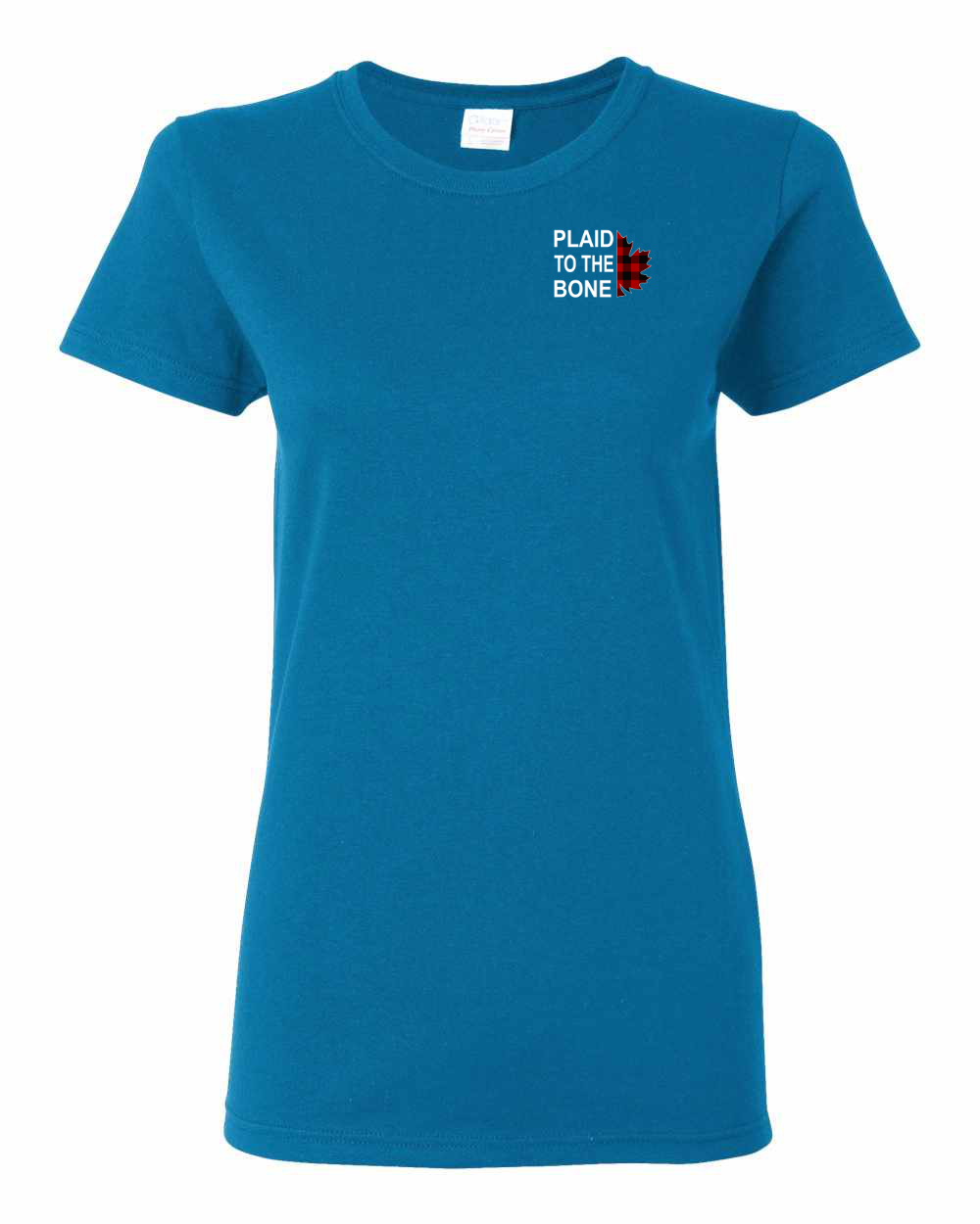 Plaid to the Bone Stacked White Left Chest  Women's Tee
