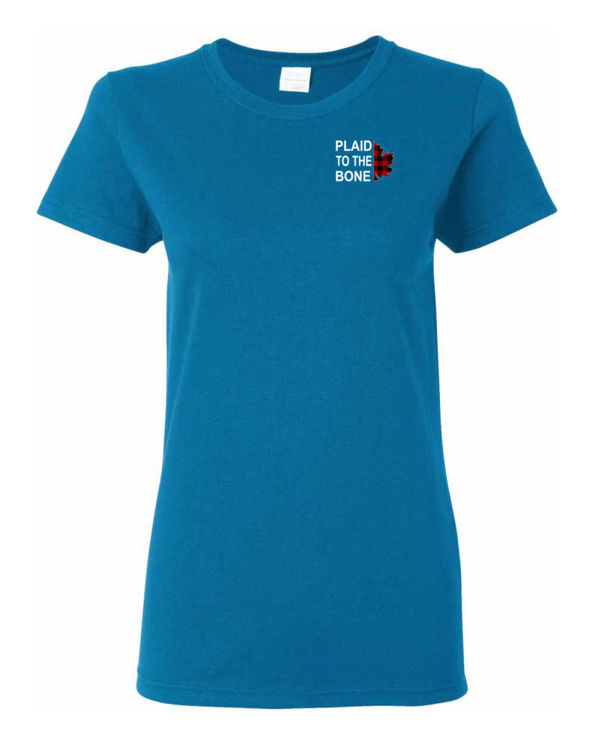 Plaid to the Bone Stacked White Left Chest And Back  Women's Tee