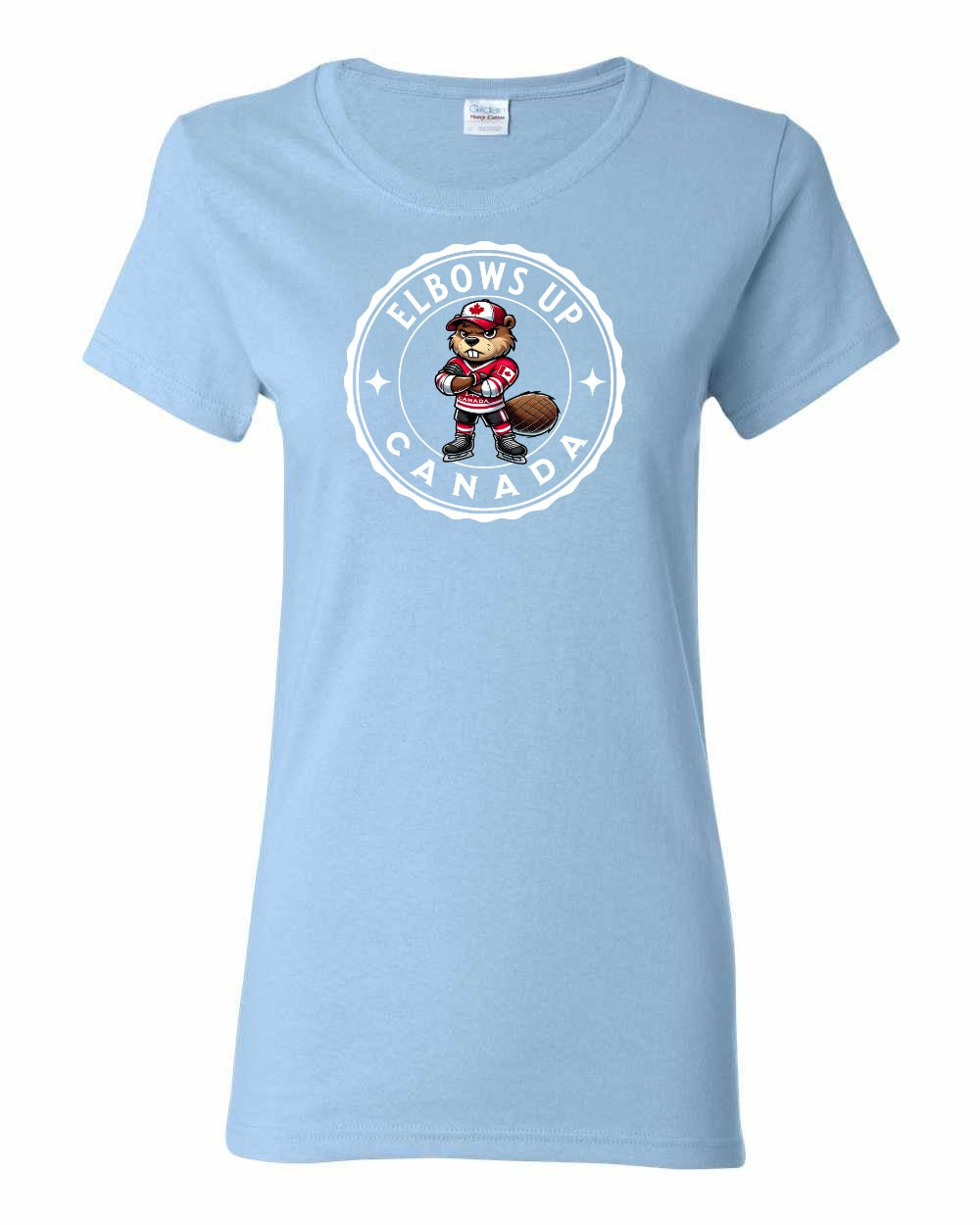 Elbows Up Beaver Full Front Women's Tee - Gildan Canada (sewn Internationally)