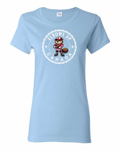 Elbows Up Beaver Full Front Women's Tee - Gildan Canada (sewn Internationally)
