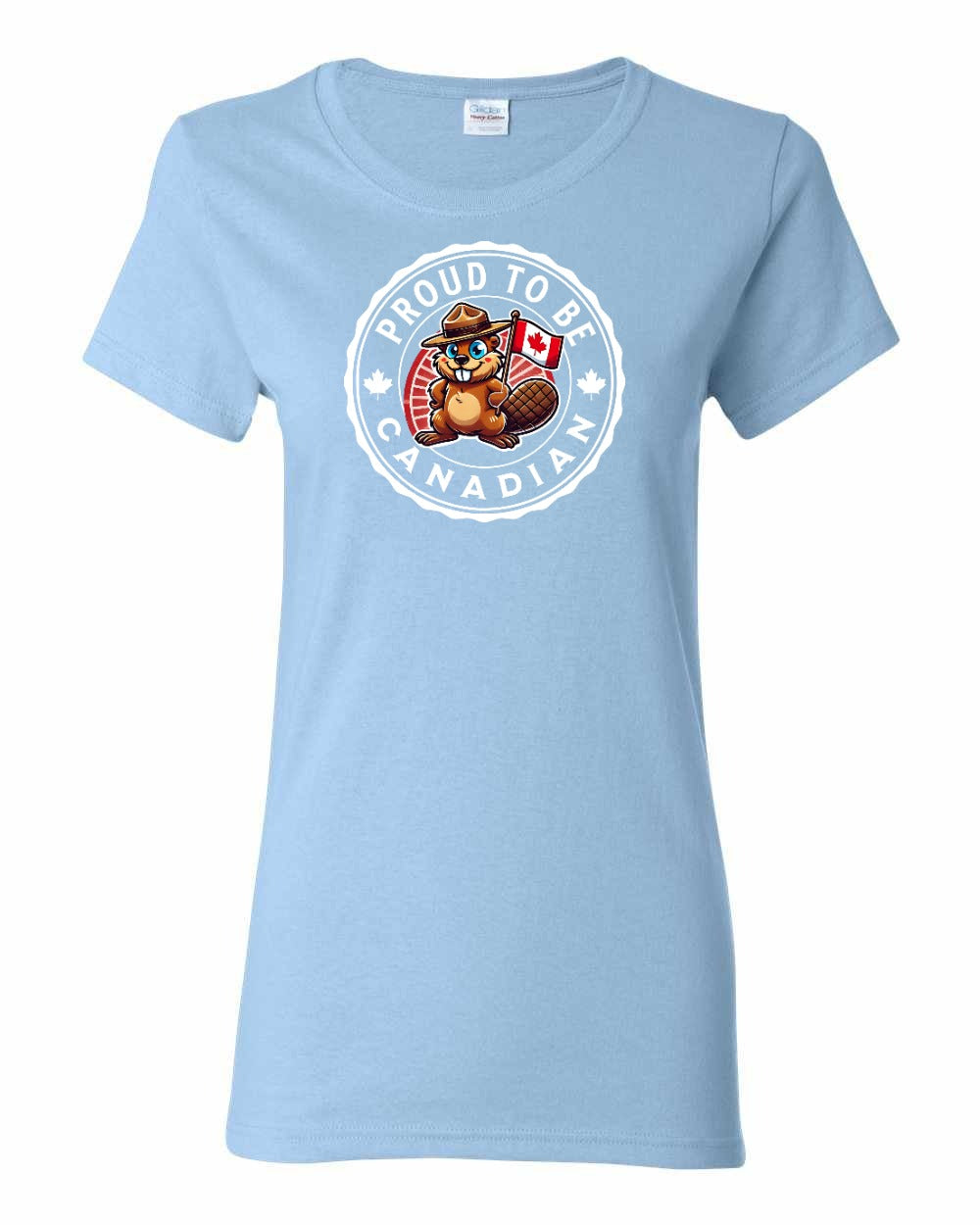 Proud to be Canadian Beaver Full Front Women's Tee - Gildan Canada (sewn Internationally)
