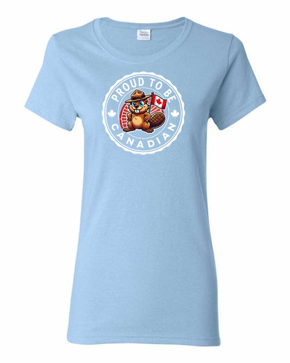 Proud to be Canadian Beaver Full Front Women's Tee - Gildan Canada (sewn Internationally)
