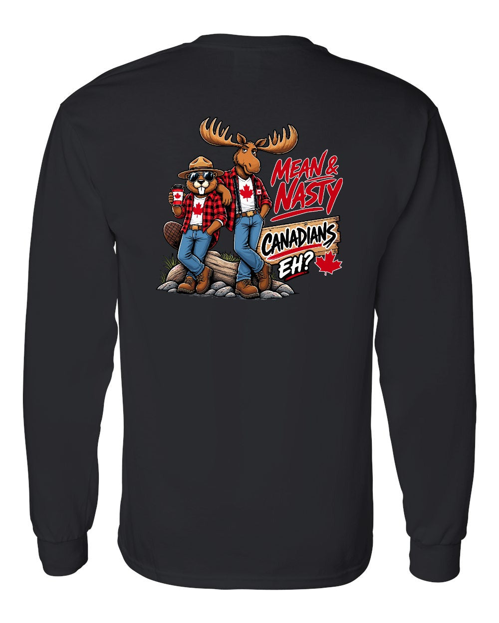 Mean and Nasty New Left Chest and Back Long Sleeve in Black - back