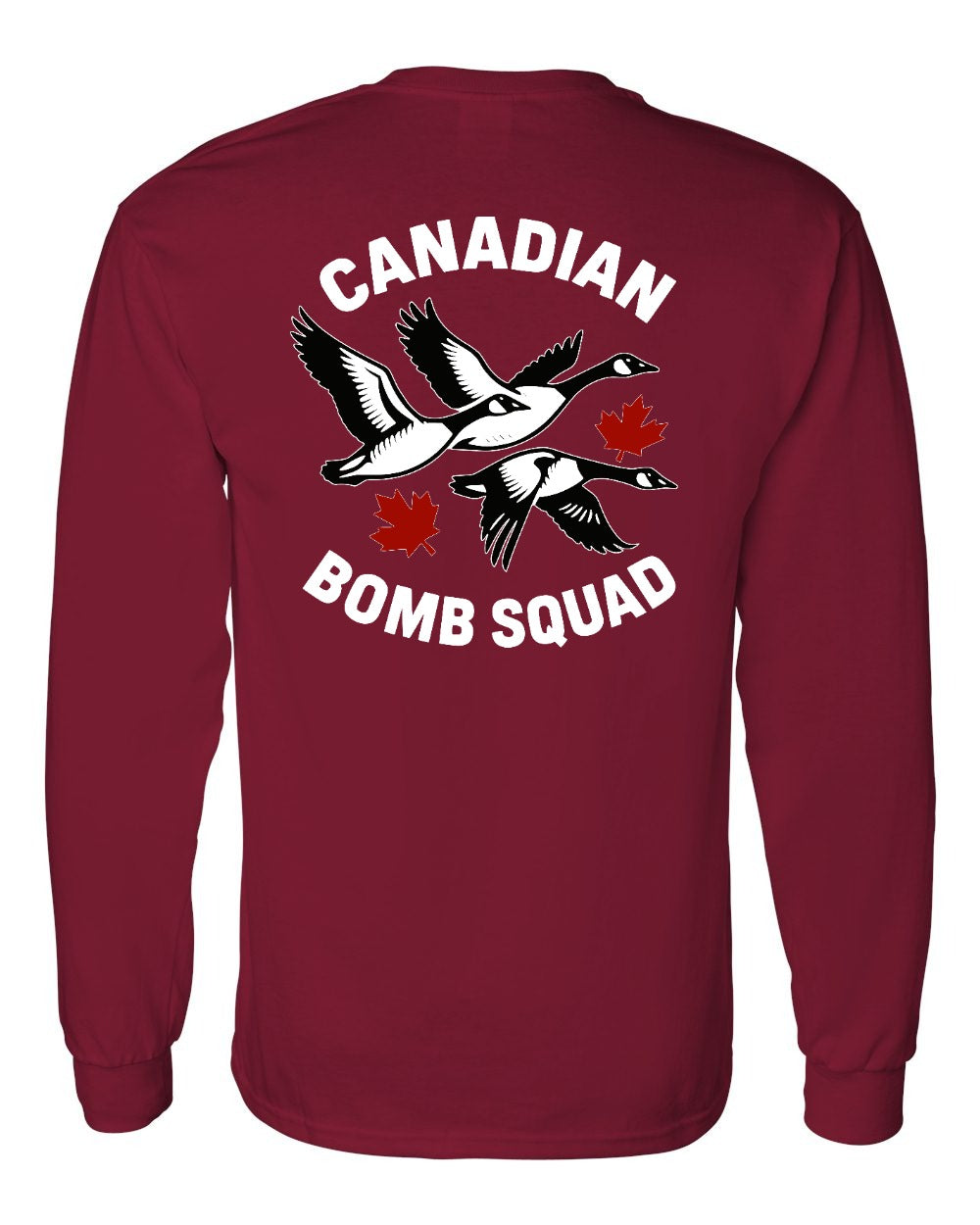 Canadian Bomb Squad Cropped Left Chest and Back Long Sleeve in Cardinal Red - back