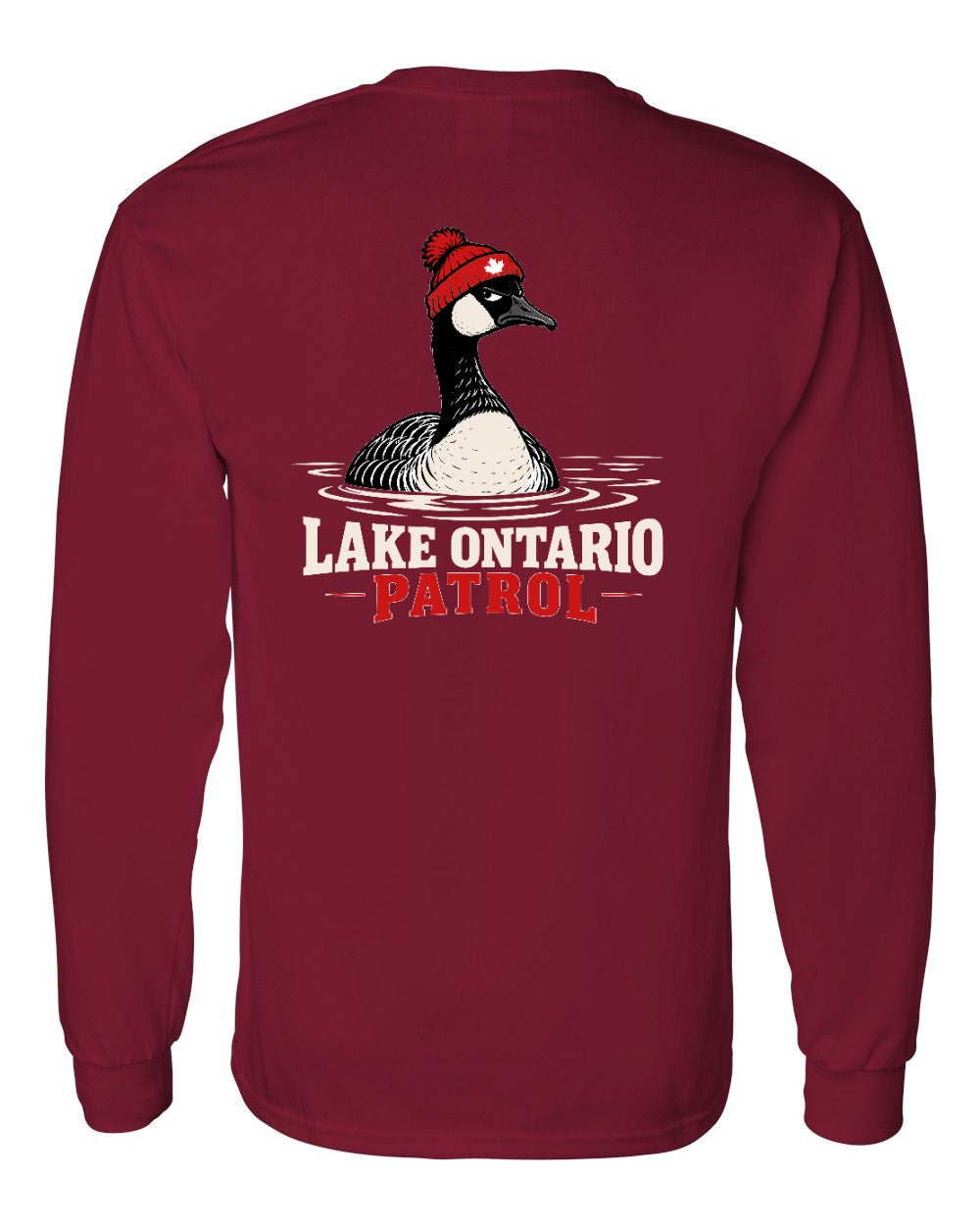 Lake Patrol Left Chest and Back Long Sleeve in Cardinal Red - back