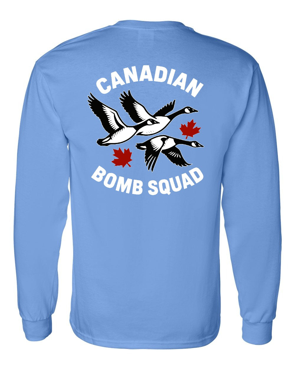 Canadian Bomb Squad Cropped Left Chest and Back Long Sleeve in Carolina Blue - back