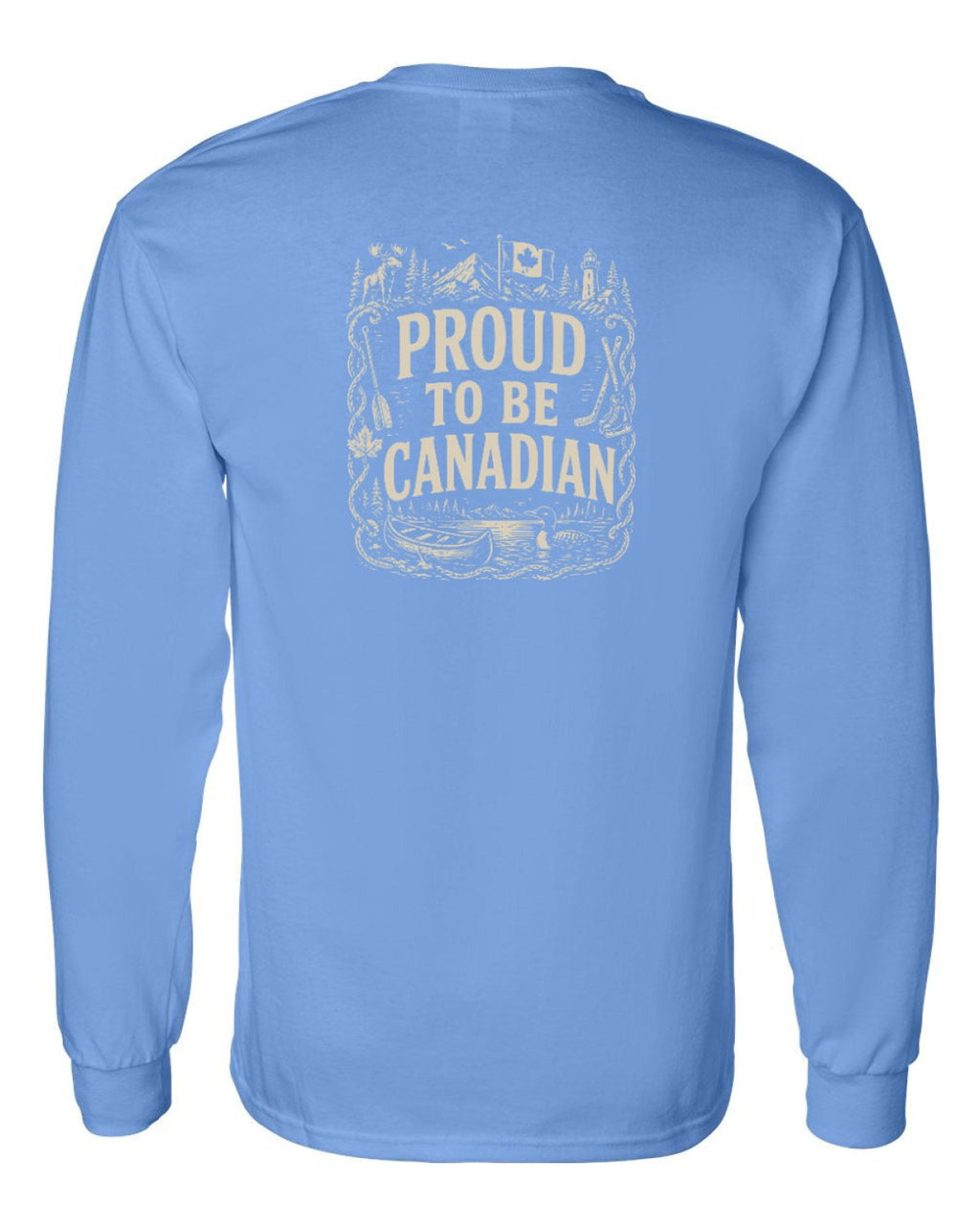 Proud To Be Canadian Folk Left Chest and Back  Long Sleeve - Unisex