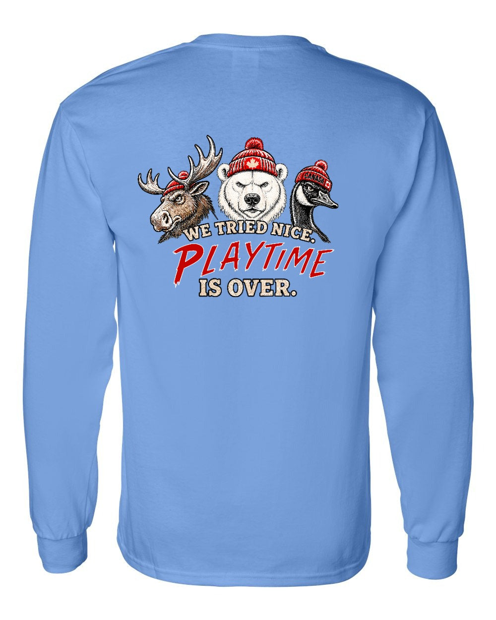 We Tried Nice New Left Chest and Back Long Sleeve in Carolina Blue - back