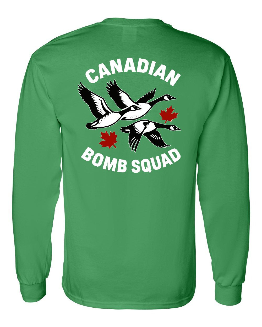 Canadian Bomb Squad Cropped Left Chest and Back Long Sleeve in Irish Green - back