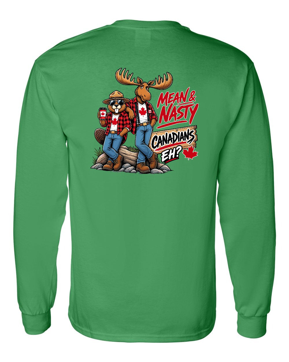 Mean and Nasty New Left Chest and Back Long Sleeve in Irish Green - back