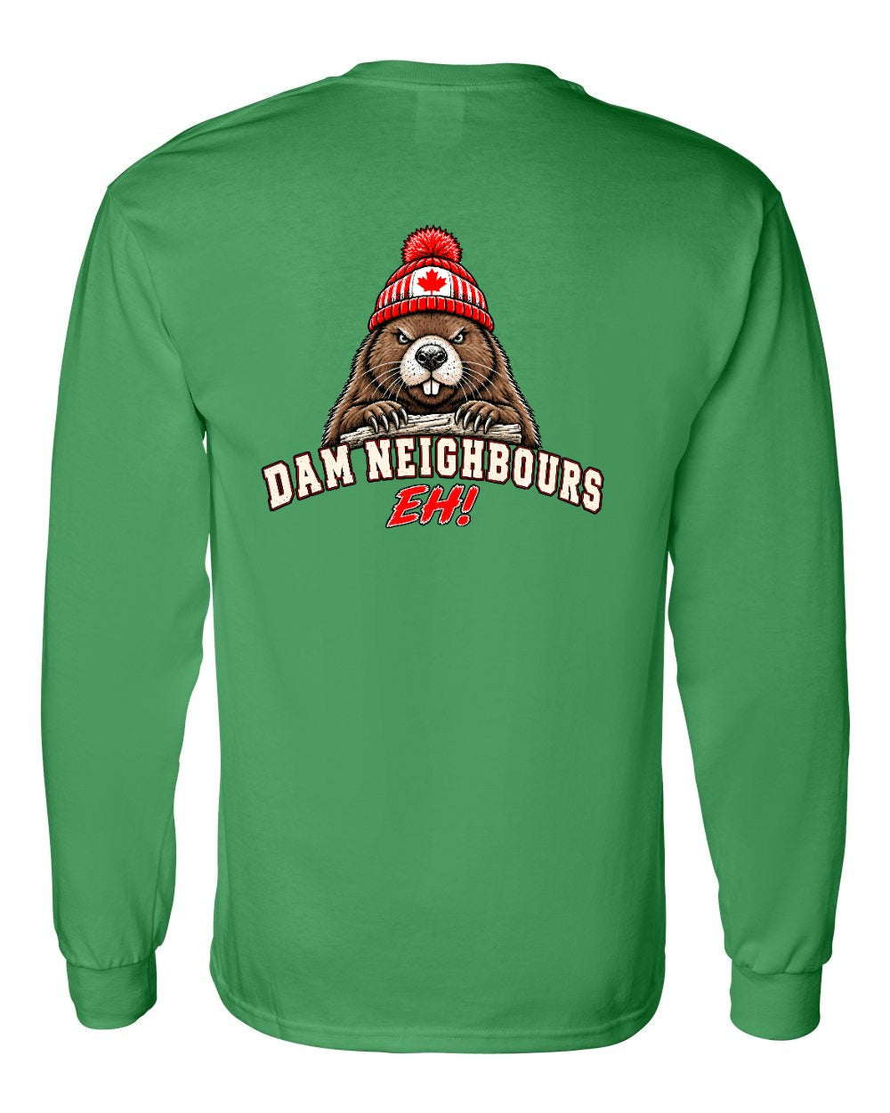 Dam Neighbours Left Chest and Back Long Sleeve in Irish Green - back