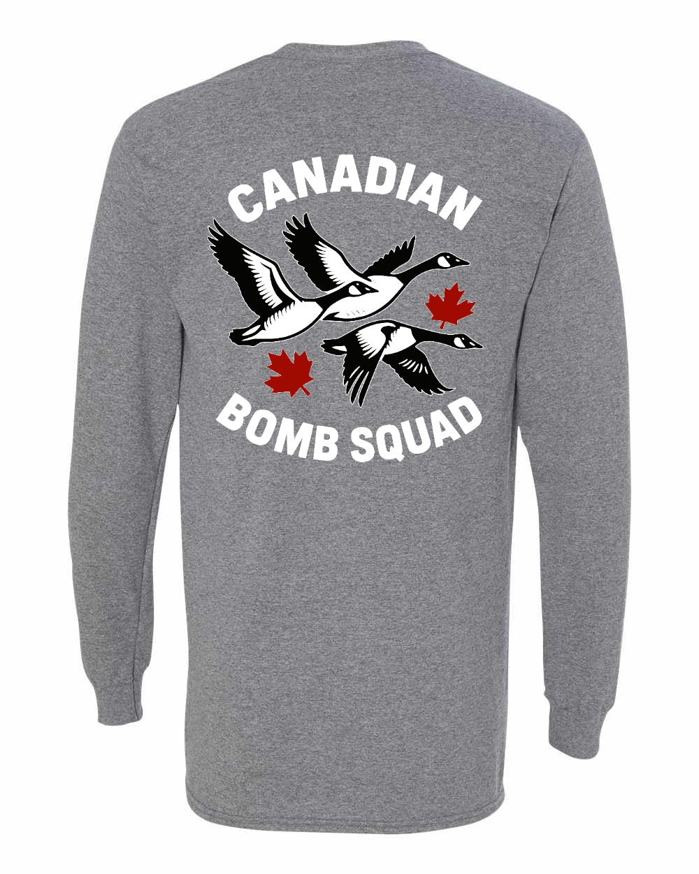 Canadian Bomb Squad Cropped Left Chest and Back Long Sleeve in Graphite Heather - back