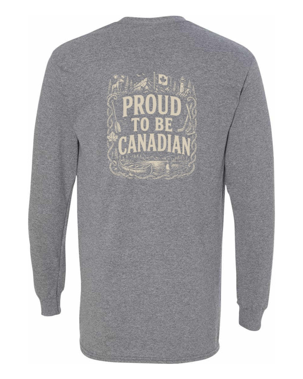 Proud To Be Canadian Folk Left Chest and Back  Long Sleeve - Unisex