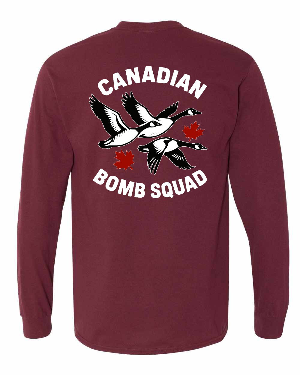 Canadian Bomb Squad Cropped Left Chest and Back Long Sleeve in Maroon - back