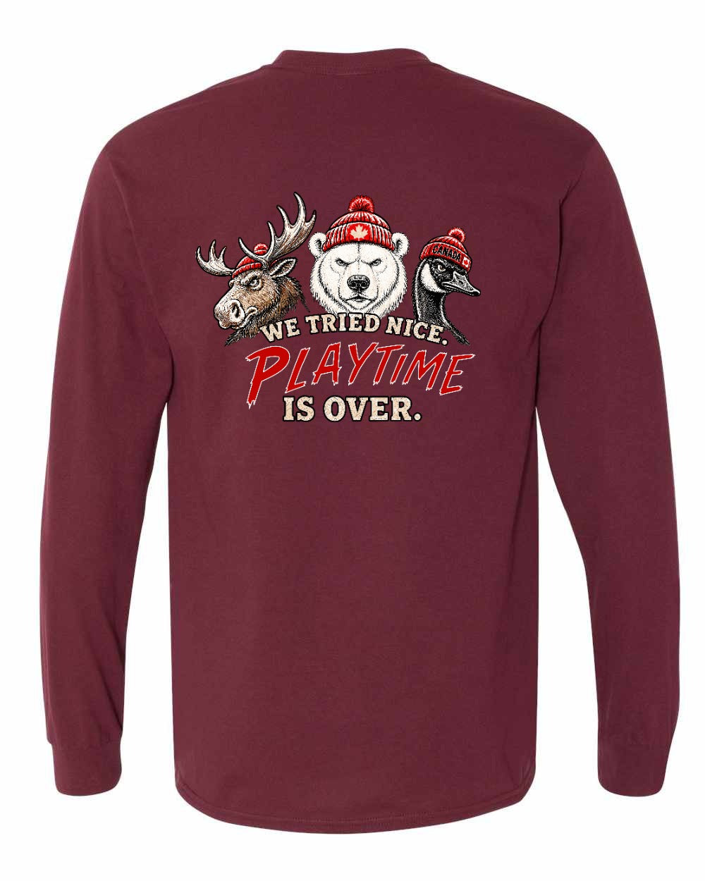 We Tried Nice New Left Chest and Back Long Sleeve in Maroon - back