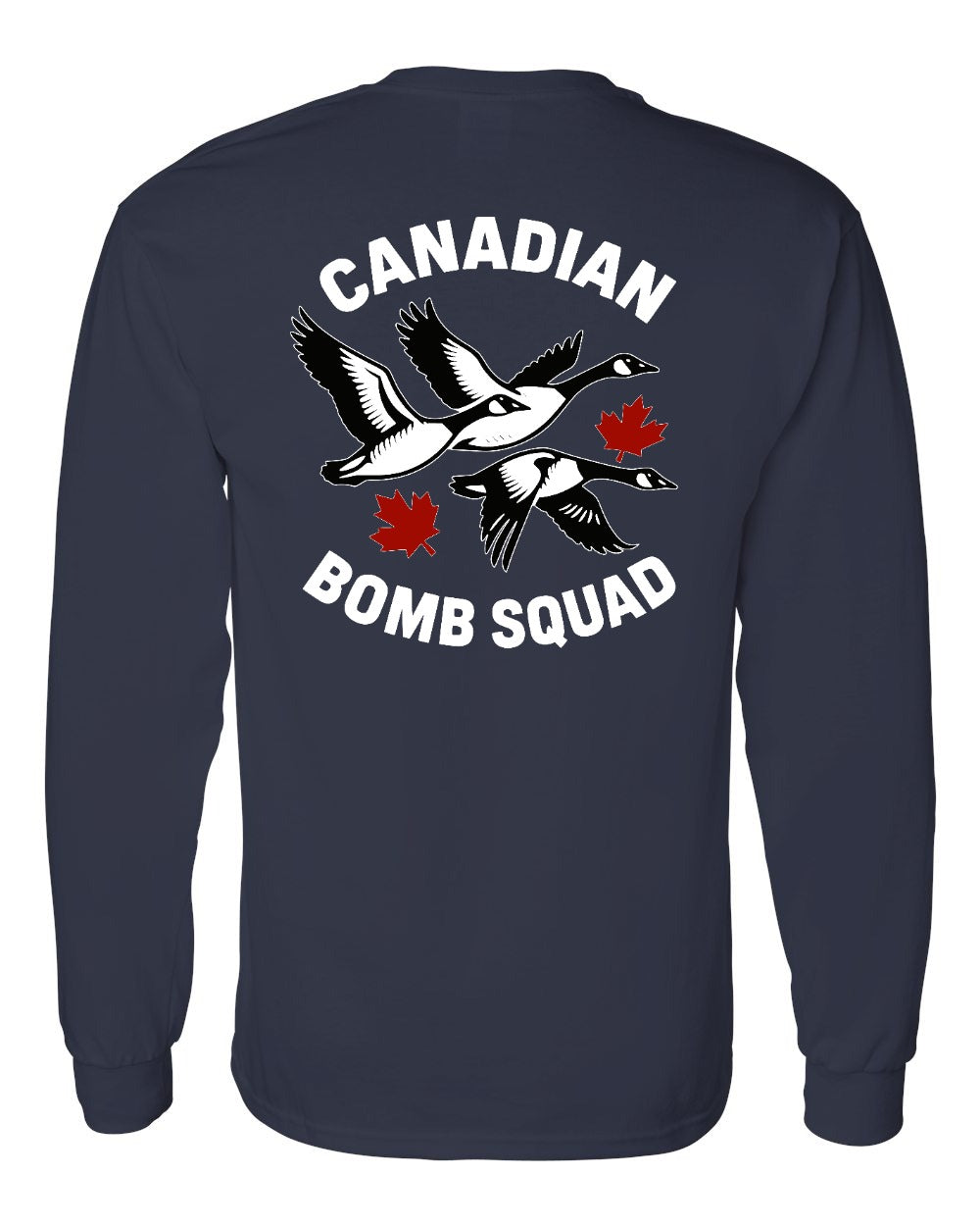 Canadian Bomb Squad Cropped Left Chest and Back Long Sleeve in Navy - back
