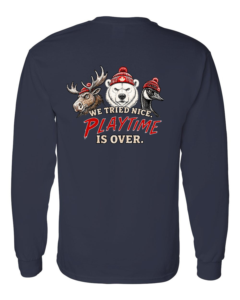 We Tried Nice New Left Chest and Back Long Sleeve in Navy - back