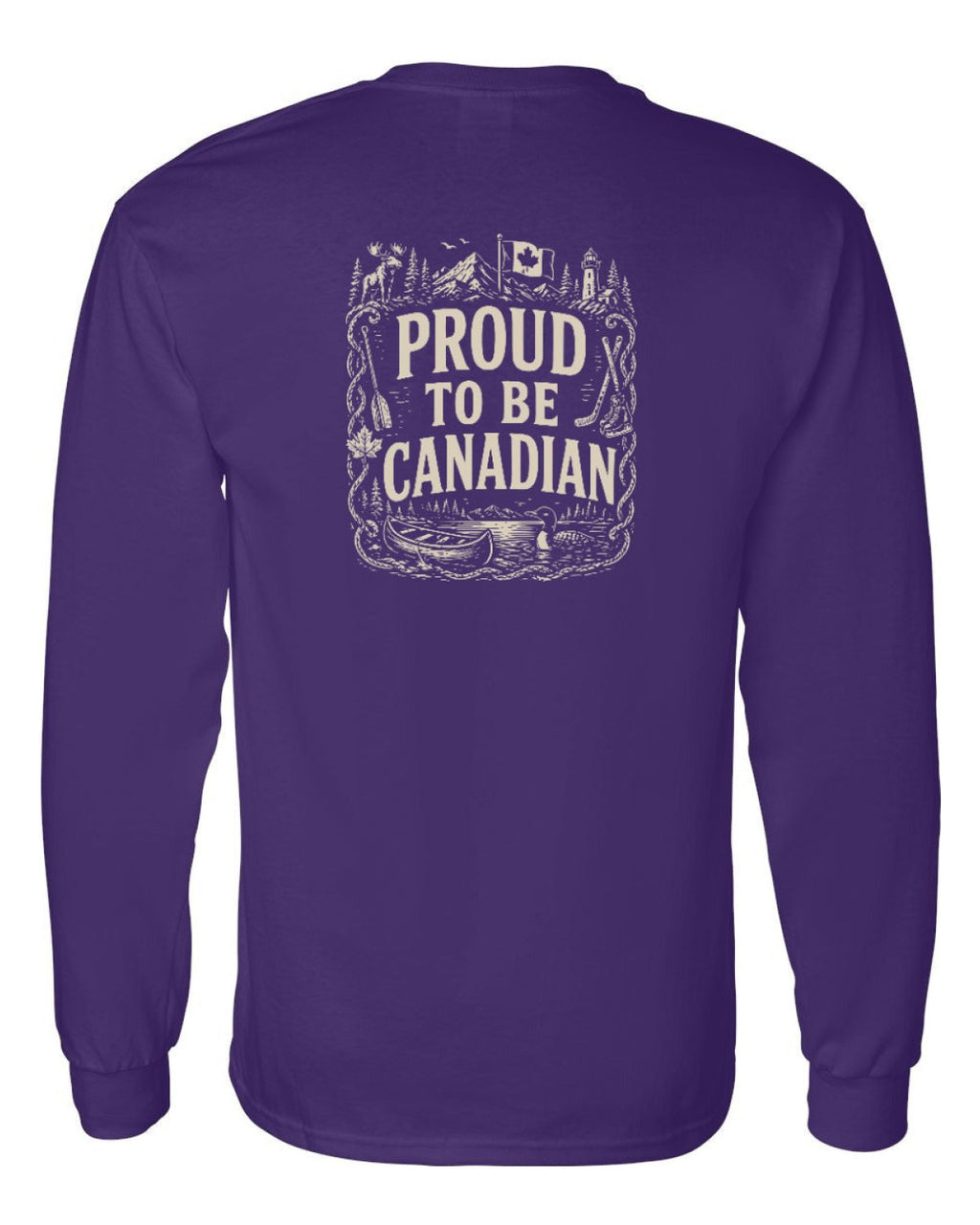 Proud To Be Canadian Folk Left Chest and Back  Long Sleeve - Unisex