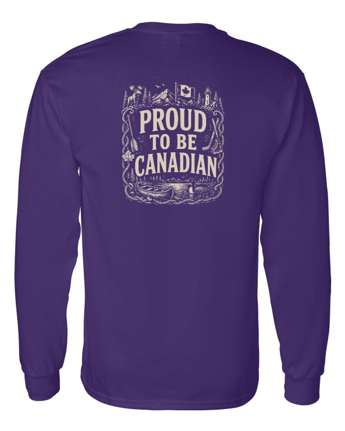Proud To Be Canadian Folk Left Chest and Back  Long Sleeve - Unisex