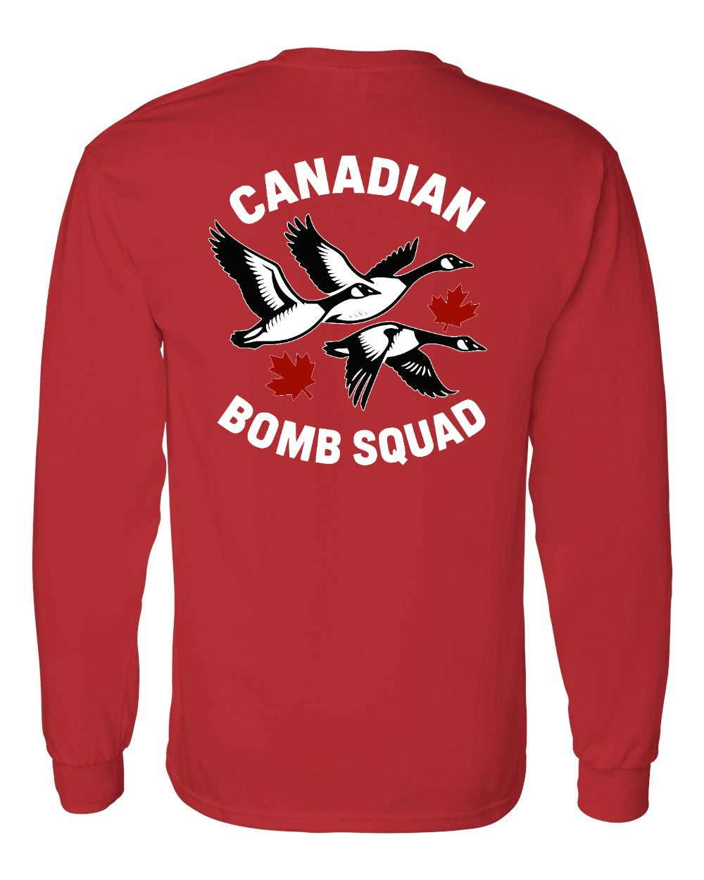 Canadian Bomb Squad Cropped Left Chest and Back Long Sleeve in Red - back